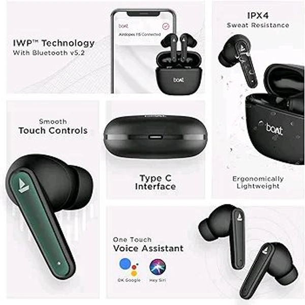 boAt Airdopes 115 in Ear TWS Earbuds with ENx & Beast Mode, Upto 24 Hrs Playback and ASAP Charge - White