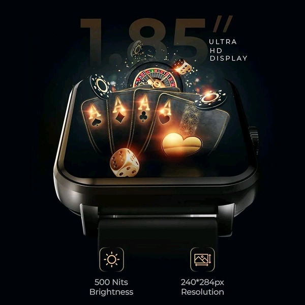 beatXP Marv Ace 1.85” HD Display Bluetooth Calling Smart Watch, Rotary Crown, 240 * 284px, 500 Nits, 60Hz Refresh Rate, 100+ Sports Modes - Rose gold