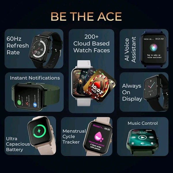 beatXP Marv Ace 1.85” HD Display Bluetooth Calling Smart Watch, Rotary Crown, 240 * 284px, 500 Nits, 60Hz Refresh Rate, 100+ Sports Modes - Rose gold