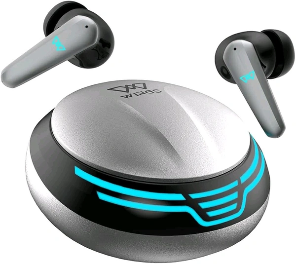 Wings Phantom 450 Wireless in Ear Earbuds with Digital Battery Display - Gray