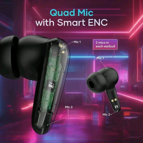 Wings Phantom 450 Wireless in Ear Earbuds with Digital Battery Display - Gray