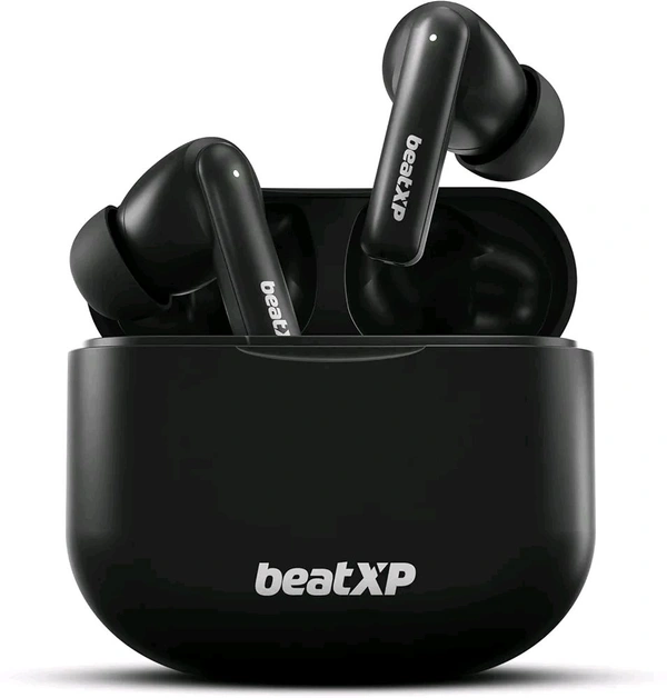 beatXP Vibe XPods Bluetooth True Wireless Ear buds with 60H Playtime, Quad Mic ENC - Black