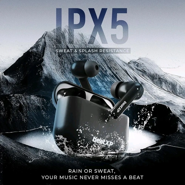 beatXP Vibe XPods Bluetooth True Wireless Ear buds with 60H Playtime, Quad Mic ENC - Black