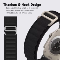 Alpine Loop Compatible with Apple Watch Strap 42mm 44mm 45mm 49mm, Textile Nylon Rugged with Titanium Metal G‑Hook Band Compatible for iWatch Band Series Ultra 8 7 6 5 4 3 2 1 SE ( Black)