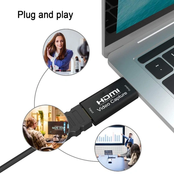 Audio Video Capture Cards, HDMI to USB 2.0/USB High Definition Full HD 1080p 30fps Record via DSLR Camcorder Action Cam for Acquisition,Live Streaming,Gaming,Teaching,Conference