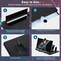 Black Big Screen high Definition Foldable Box Light Wight Flexible Phone Magnifier F2 3D Screen Practical Phone Holder Stand Compatible with All Smartphones