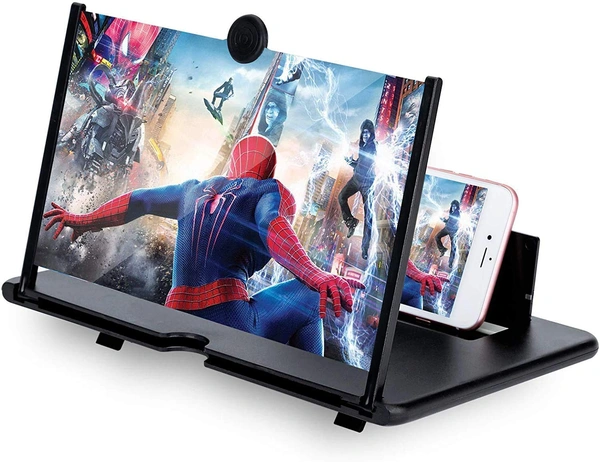 Black Big Screen high Definition Foldable Box Light Wight Flexible Phone Magnifier F2 3D Screen Practical Phone Holder Stand Compatible with All Smartphones