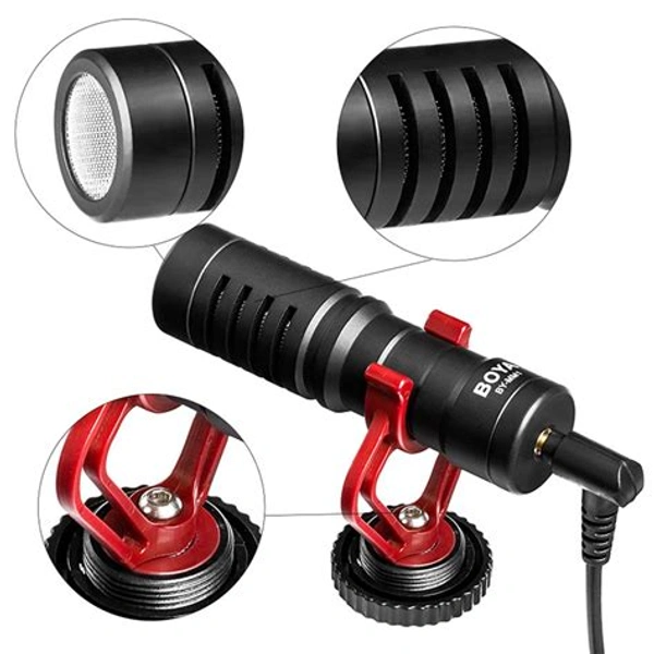 Boy- MM1 Video Auxiliary Unidirectional Microphone Universal Compact on-Camera Mini Recording Mic Directional Condenser For iPhone Android Smartphone Mac Tablet DSLR Camcorder (Black)