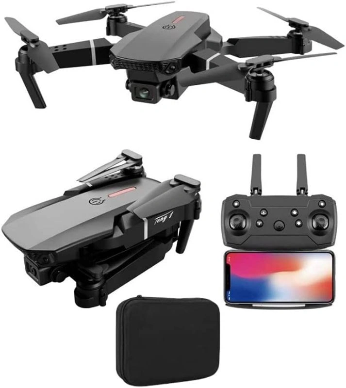 E88 Pro Drone with 4K Camera, WiFi FPV 1080P HD Dual Foldable RC Quadcopter  Altitude Hold, Headless Mode, Visual Positioning, Auto Return Mobile App