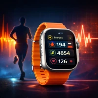 Ultra Smartwatch S9 5G Nano Sim Android Free Black Strap - 6RAM 128GB Storage, Orange