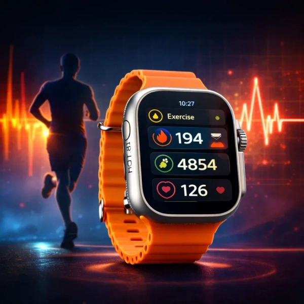 Ultra Smartwatch S9 5G Nano Sim Android Free Black Strap - 6RAM 128GB Storage, Orange