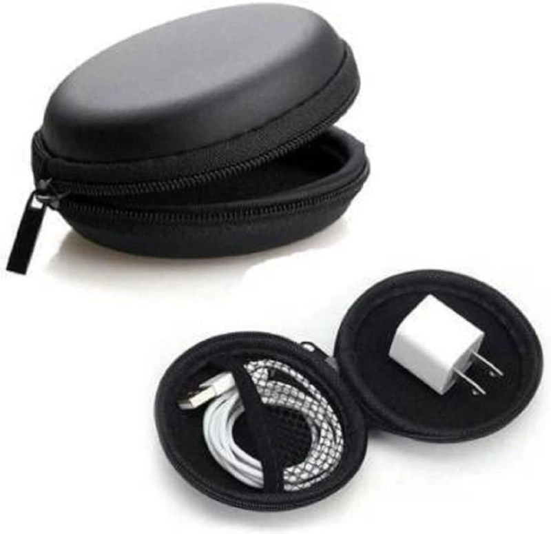 2PCS PU Leather Headphone Storage Bags - 22x20cm Drawstring Pouch Waterproof Protective Case
