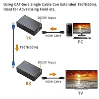HDMI Extender 4K 120M HDMI Extender, HDMI to RJ45 Network Cable Extender Converter Repeater Compatible With 5e / 6 1080p up to 60m HDTV HDPC PS4 STB 4K 2K (60m)-(EPL-573H) - 120M