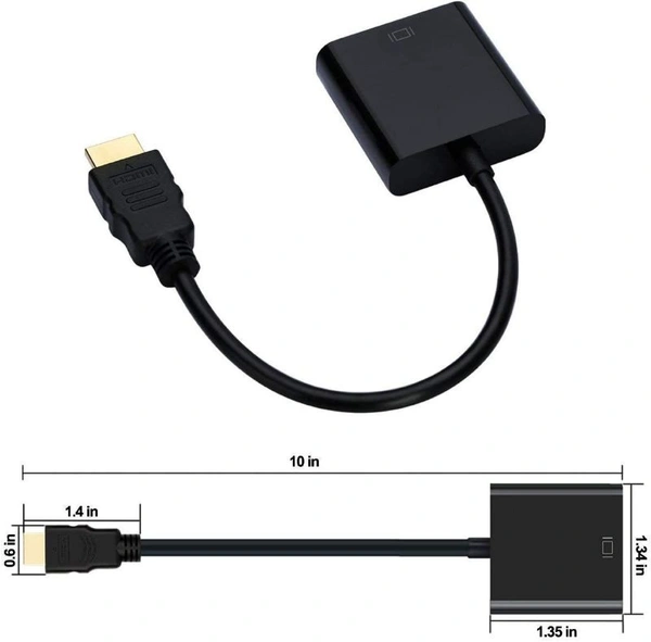 HDMI to Vga with 3.5 mm Audio, Gold-Plated HDMI to VGA Adapter (Male to Female) for Computer, Desktop, Laptop, PC, Monitor, Projector, Full HDTV, Media Players, Xbox [NOT for VGA to HDMI]