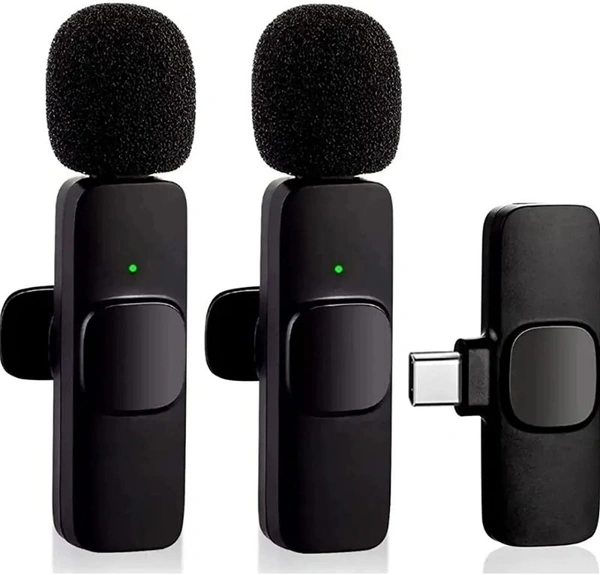 K9 Dual Wireless Microphone, Digital Mini Portable Recording Clip Mic with Receiver for All Type-C Mobile Phones Camera Laptop for Vlogging YouTube Online Class, Zoom Call