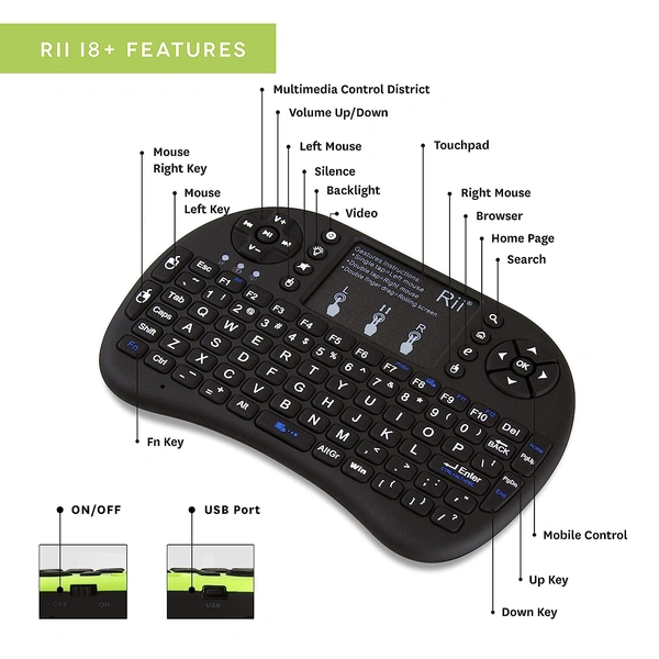Mini Portable 2.4Ghz Wireless Keyboard With Touchpad Mouse Without RGB Light
