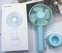 Mini Portable USB Hand Fan Built-in Rechargeable Battery Operated Summer Cooling Table Fan with Standing Holder Handy Base For Home Office Indoor Outdoor Travel (MULTICOLOR)