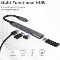 4 in 1 Portable USB C Hub (Type-C to 4 USB-A Ports) with Aluminum Shell, USB Port Hub 3.0 (Pack of 2 )