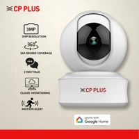 P PLUS 3MP Full HD Smart Wi-fi CCTV Home Security Camera | 360° View | 2 Way Talk | Cloud Monitor | Motion Detect | Night Vision | Supports SD Card, Alexa & Ok Google | 15 Mtr, White- CP-E31A - White