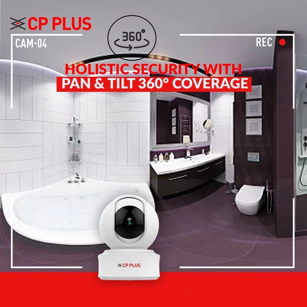 P PLUS 3MP Full HD Smart Wi-fi CCTV Home Security Camera | 360° View | 2 Way Talk | Cloud Monitor | Motion Detect | Night Vision | Supports SD Card, Alexa & Ok Google | 15 Mtr, White- CP-E31A - White