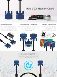 Quality Assured Male to Male VGA Cable Support Monitor/PC/LCD/LED, Plasma, Projector, TFT (LST-VGACBLE-1.5M) - 3M