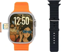 Ultra Smartwatch S9 5G Nano Sim Android Free Black Strap - 6RAM 128GB Storage, Orange