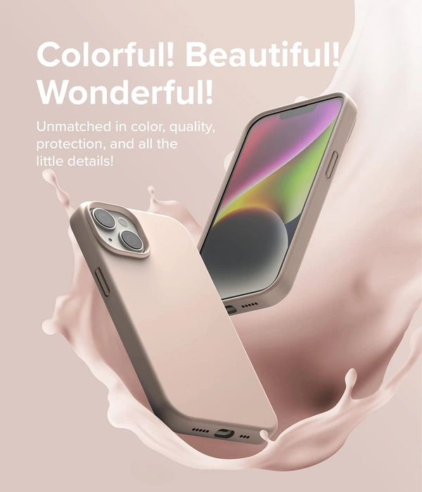 Silicone Compatible with iPhone 14 Case Cover Lightweight Flexible Scratch Resistant Soft Microfiber iPhone  Back Cover - Pink Sand - iphone 12pro