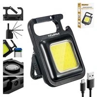 The Genuine Keychain LED Light with Bottle Opener, Magnetic Base and Folding Bracket Mini COB 500 Lumens Rechargeable Emergency Light (Square with 4 Modes)