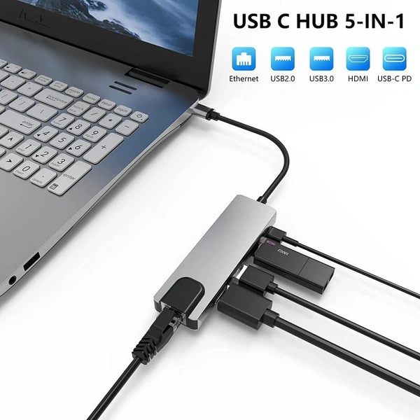 Type-C To HDMI 5 IN 1 Lan+Type-c+USB 3.0+HDMI