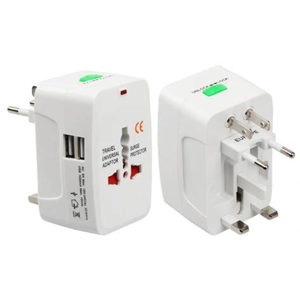 Universal International Travel Adapter 2 Port/USB Worldwide AC Outlet Plugs for Europe, UK, US, AU, Asia Black,Universal Travel Adapter fit for Over 150 Countries All in one.