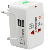 Universal International Travel Adapter 2 Port/USB Worldwide AC Outlet Plugs for Europe, UK, US, AU, Asia Black,Universal Travel Adapter fit for Over 150 Countries All in one.