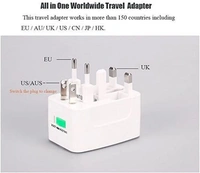 Universal International Travel Adapter 2 Port/USB Worldwide AC Outlet Plugs for Europe, UK, US, AU, Asia Black,Universal Travel Adapter fit for Over 150 Countries All in one.