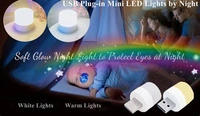 USB Warm White Plug in Night Light Led For Kid's Baby in Bedroom Bathroom Nursery Hallway Compact Mini USB Light Bulb (Pack of 5)