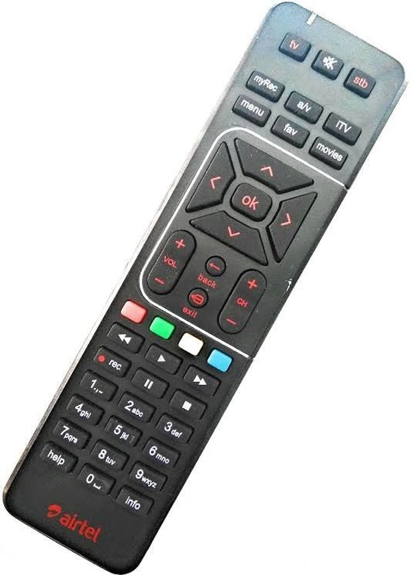 Airtel DigitalTV DTH Television, Setup Box Remote Compatible for SD and HD Recording (Black) - Black