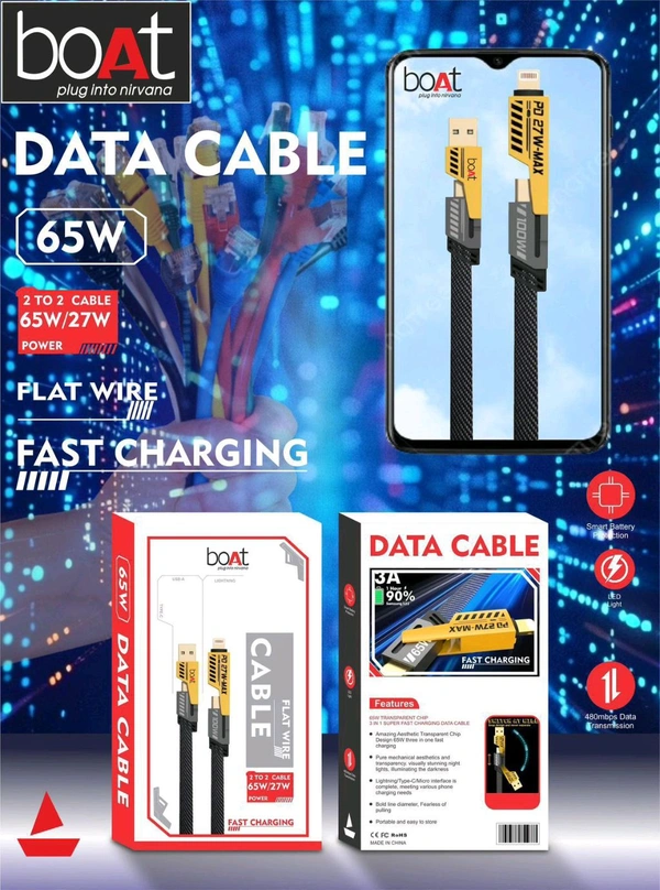 BOAT 4in1 65W OG 💯 FAST CHARGING DATA CABLE BOX PECKING 