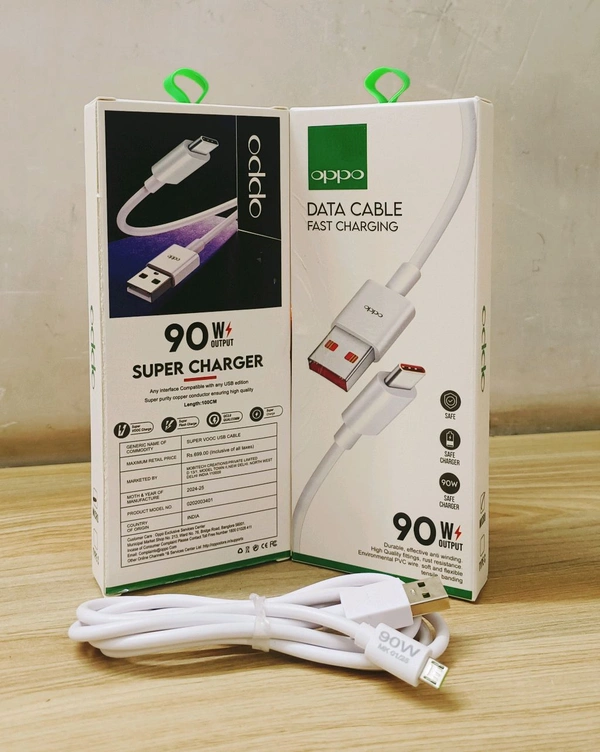 Oppo Fast Charging 90Wts USB To Micro V-8 Port Data Cable Og Quality(6 Months Warranty)