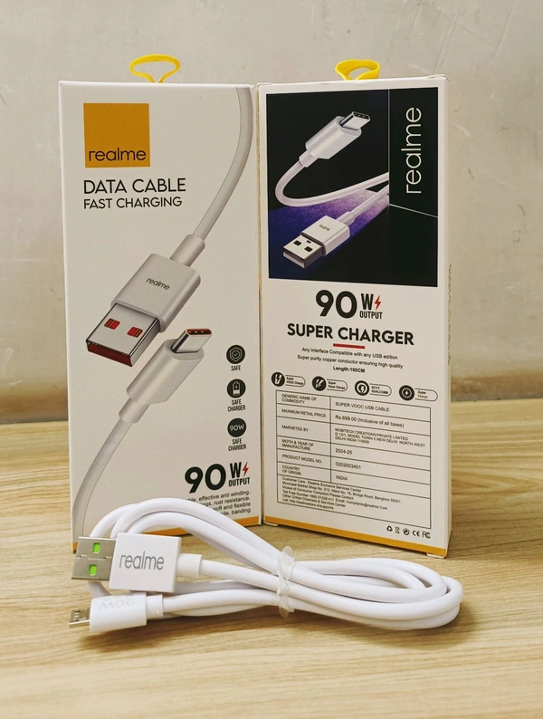 Realme Fast Charging 90Wts USB To Micro V-8 Port Data Cable Og Quality(6 Months Warranty)