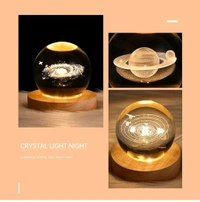 Galaxy Crystal Ball Night Light - Planet LED Crystal Lamp, Creative Engraved Hologram Glass USB Powered for Home Decor Display Gift (Galaxy)