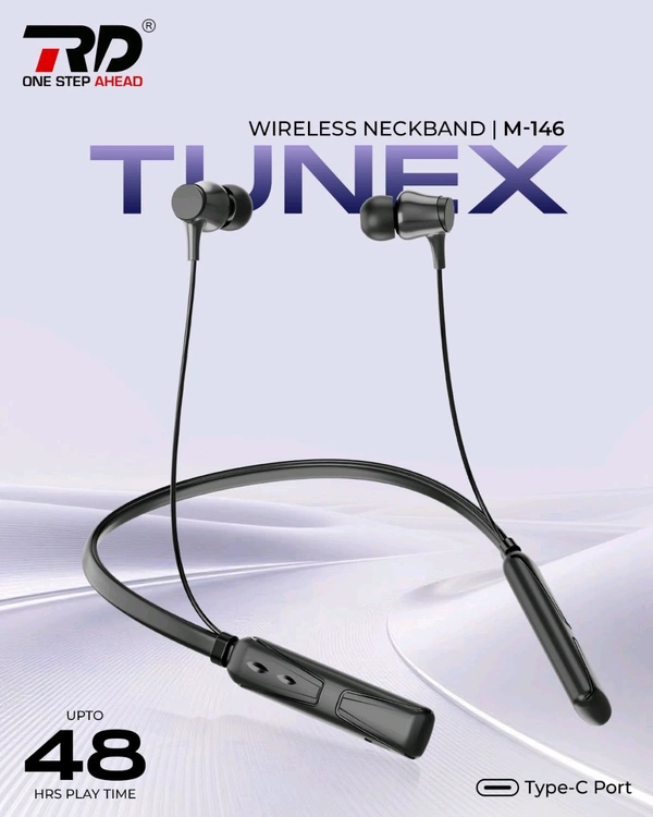 Rd M-146 Tunex Wireless Neckband 48 Hrs Play Time With Type-c Port 