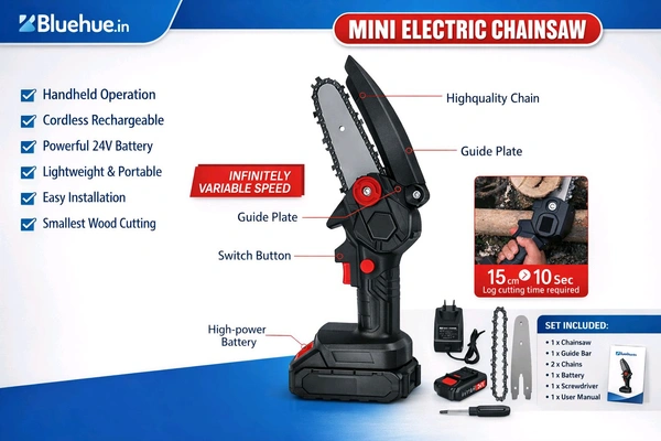 New 24V Mini Electric Chainsaw Machine | Rechargeable Cordless Wood Cutting Tool