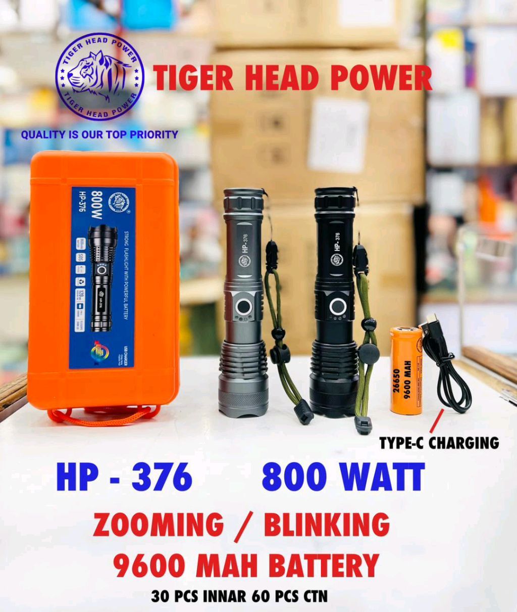 Mz M-035 Metal Zooming/Blinking Flashlight (Type C Port , Black