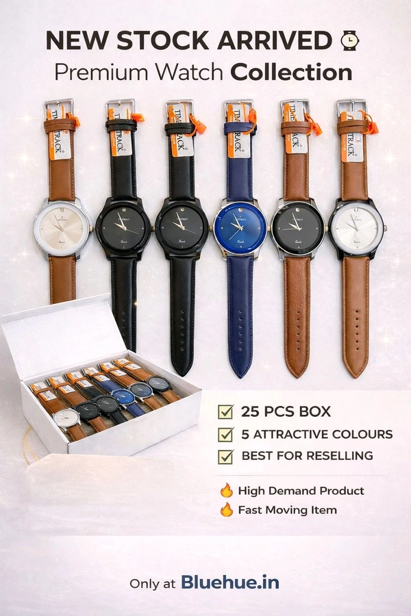New Classic Analog Watches Set | 25 Pcs Box Assorted Colours | Smooth Leather Strap | Premium Finish (1842)