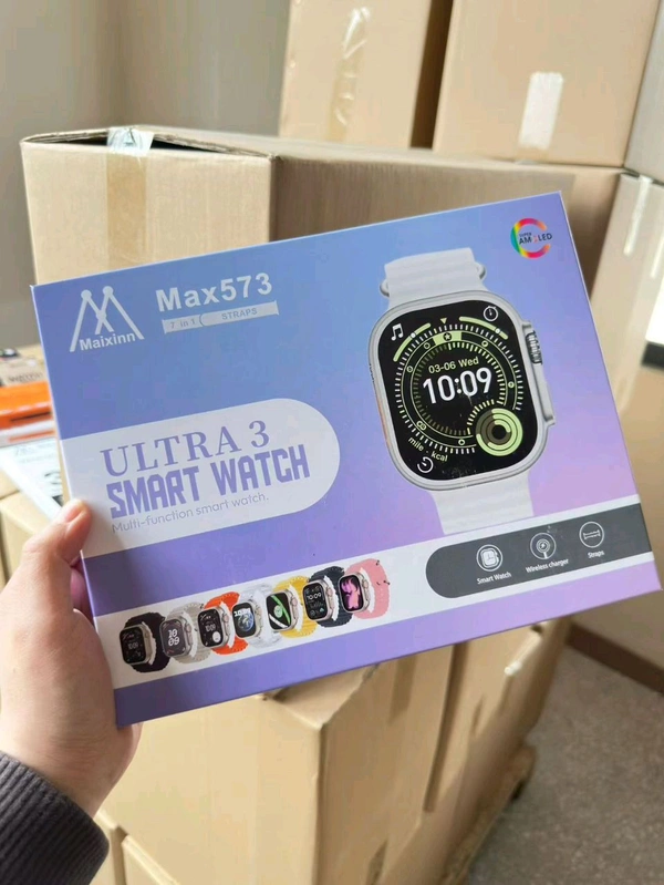 New Max-573 7in1 Ultra 3 Smart Watch (Premium Quality , Wireless Charger , 7 Different Colour Starp)