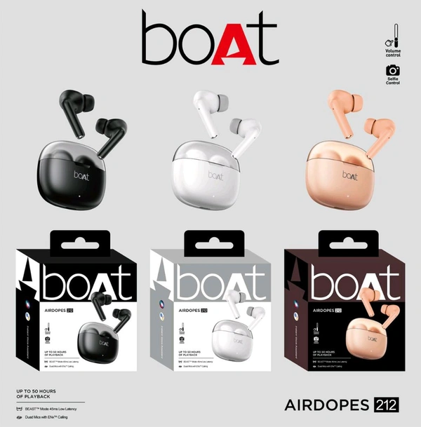 Boat Airdopes B-212 💯% Original Model Mix Colour Hard box 1by1 Lamination Pack (Premium Quality| 3 Different Colour)