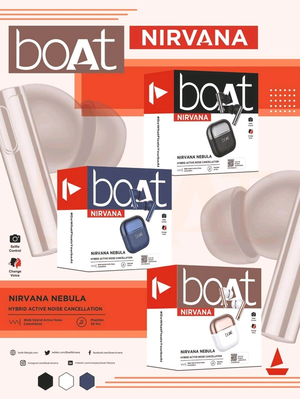 New 🆕 Boat Nirvana (Nebula) 1st Quality shiny ✨ earbuds extra bass sound (Premium Quality Hard Box)