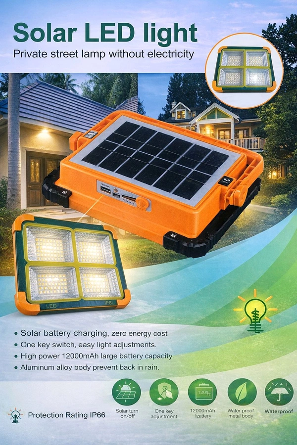 YX-003 Solar Led Light (Private Street Lamp , Rechargeable , Type C Port , Output For Mobile Charge 