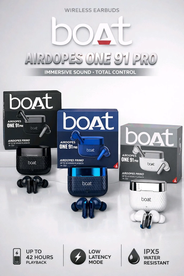 Boat New 🆕 B-91 Pro Atterective Design Heavy Premium Quality Earbuds (Type C ! Hard Box ! Long Battery 🔋)