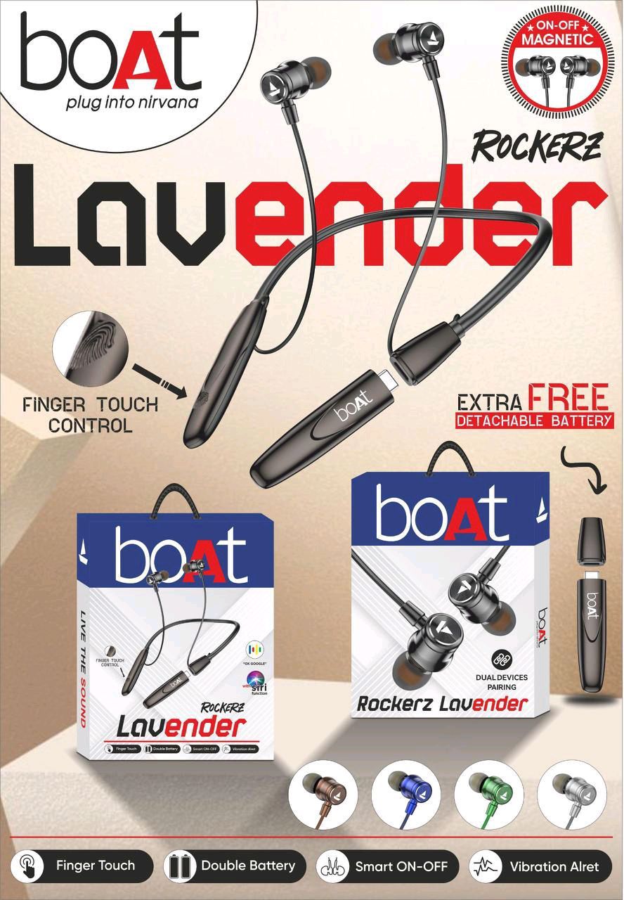 Boat Rockerz Lavender Double battery 🔋+ Magnetic 🧲 on off+