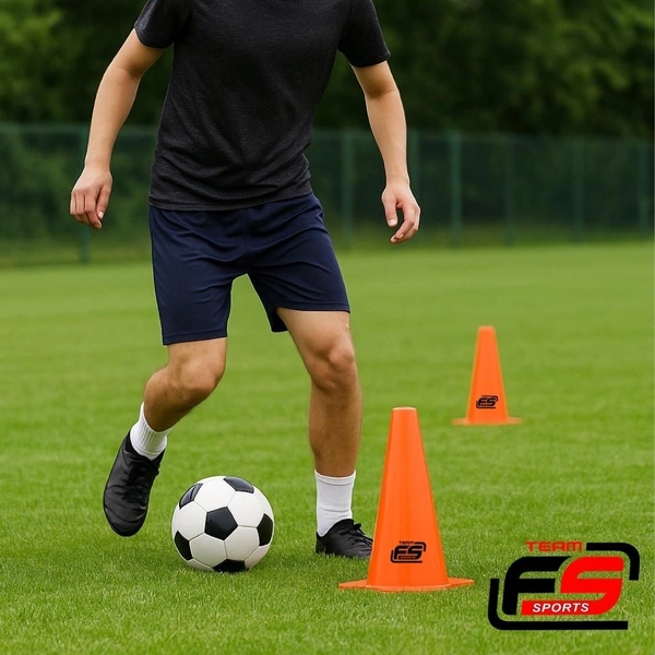 Team FS Sports Marker Cones for Training – 9 Inch | Pack of 10 | Durable Plastic Cones for Football, Cricket, Fitness & Agility Drills
 - 9 Inch