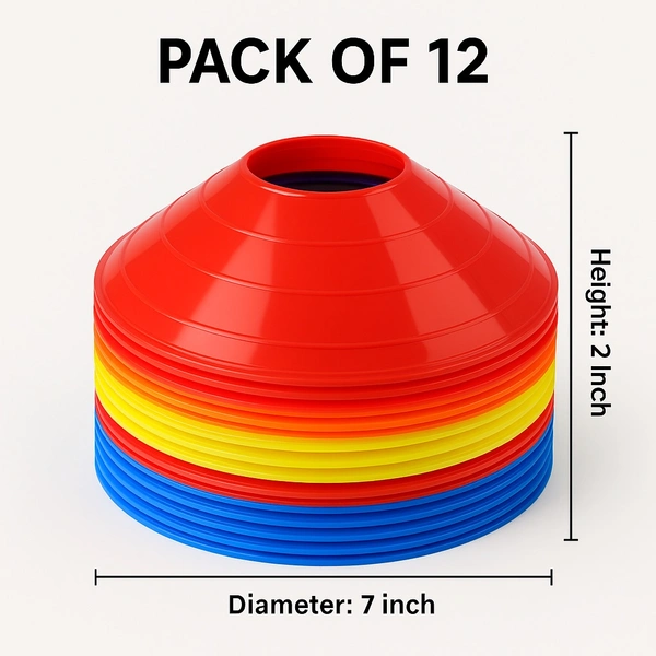 Team FS Sports Marker Cones – Pack of 30 | Training Cones for Cricket, Football, Fitness & Agility | Durable Plastic 9 Inch - Regular